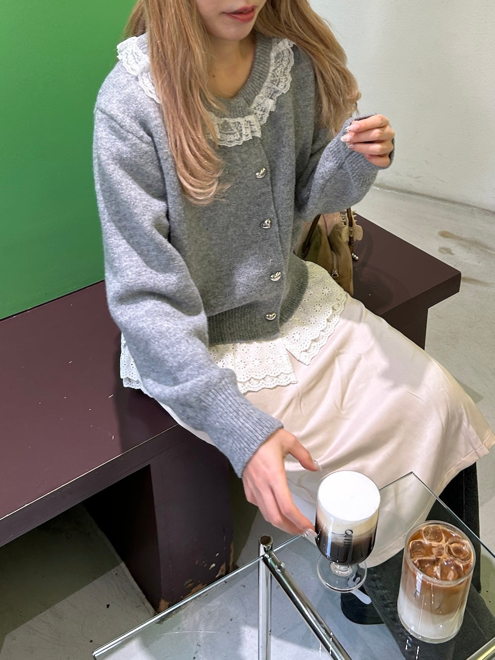 <SL2244663> sweetie lace hem cardigan