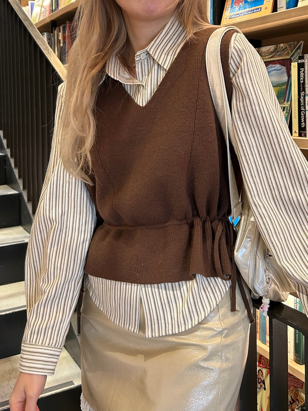 <SL2244634> ニットベスト&ストライプシャツSET