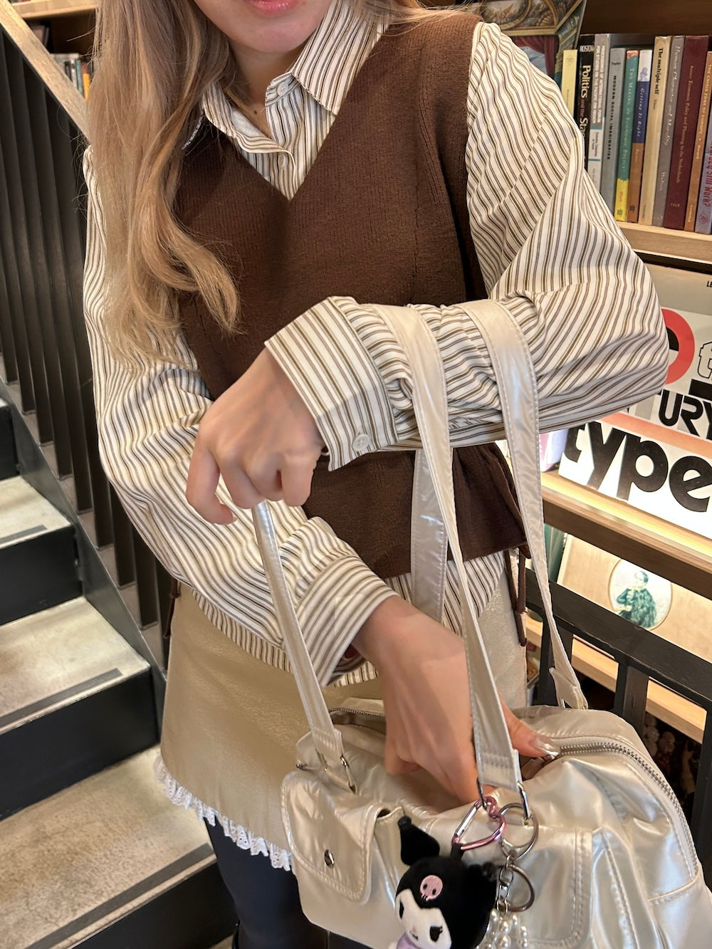 <SL2244634> ニットベスト&ストライプシャツSET