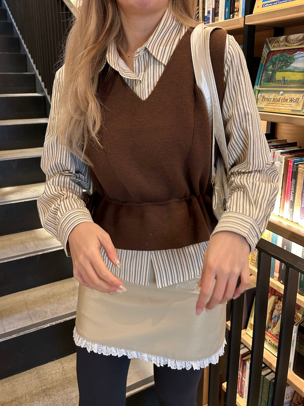 <SL2244634> ニットベスト&ストライプシャツSET
