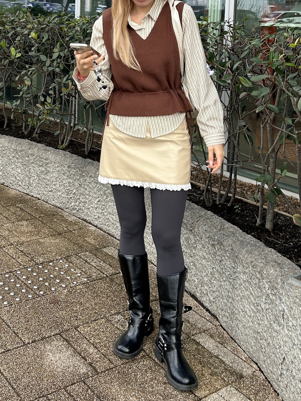 <SL2244634> ニットベスト&ストライプシャツSET