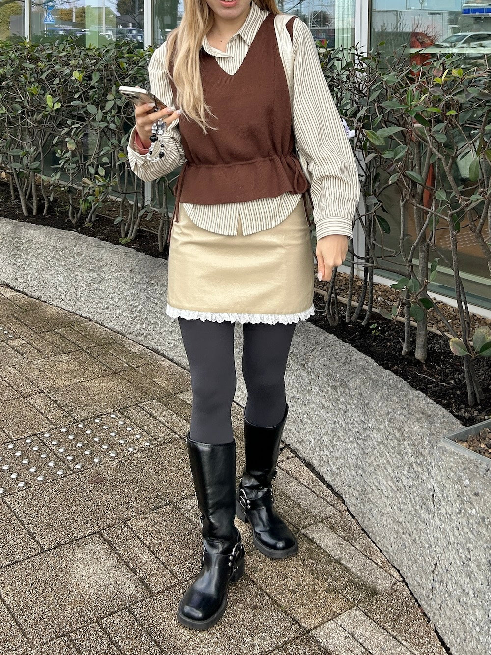 <SL2244634> ニットベスト&ストライプシャツSET