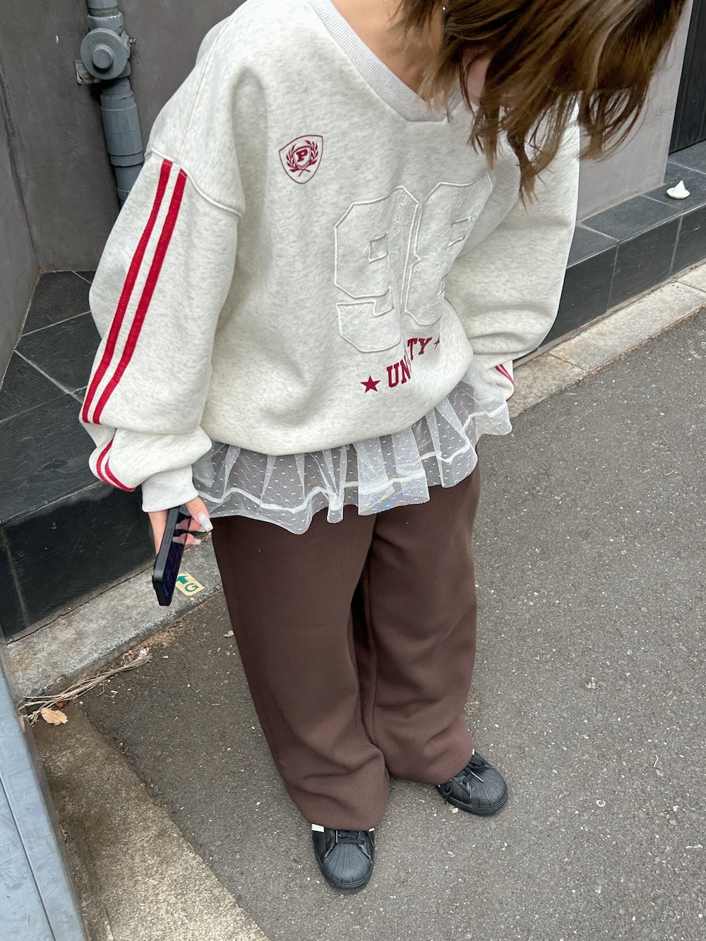 <SL2251652> レースフリルスウェットパンツ