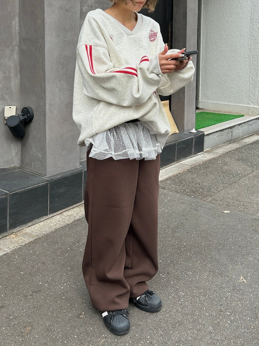 <SL2251652> レースフリルスウェットパンツ
