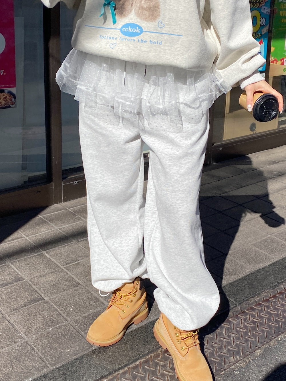 <SL2251652> レースフリルスウェットパンツ