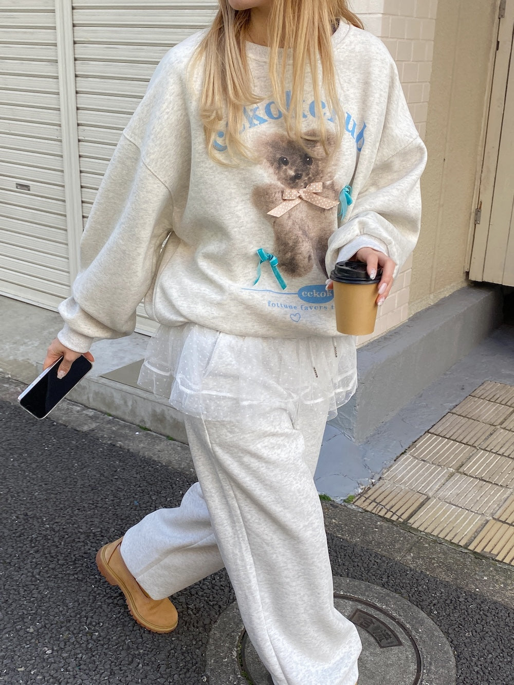 <SL2251652> レースフリルスウェットパンツ