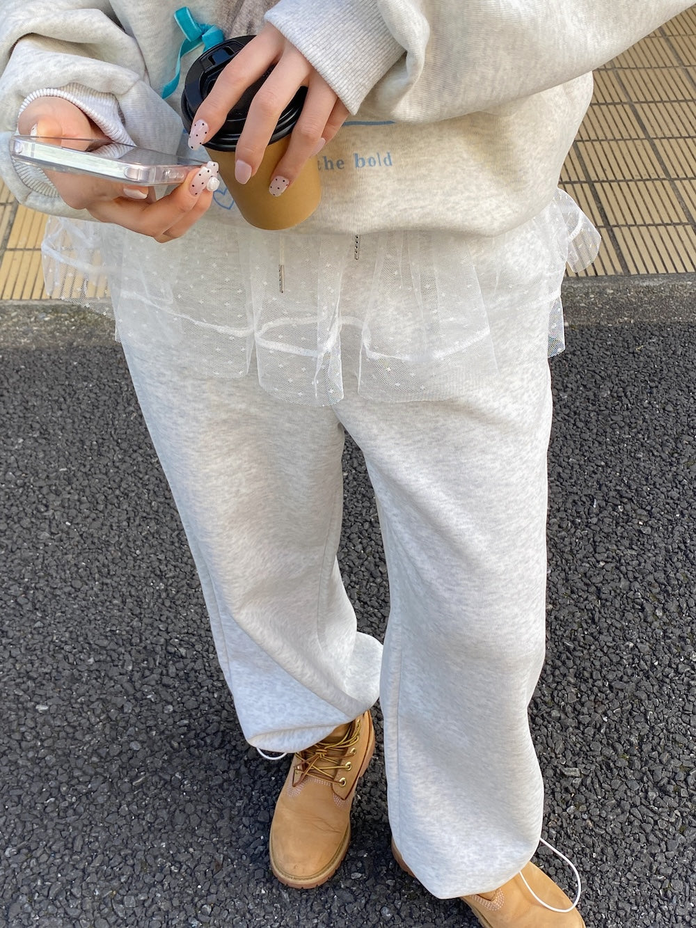 <SL2251652> レースフリルスウェットパンツ