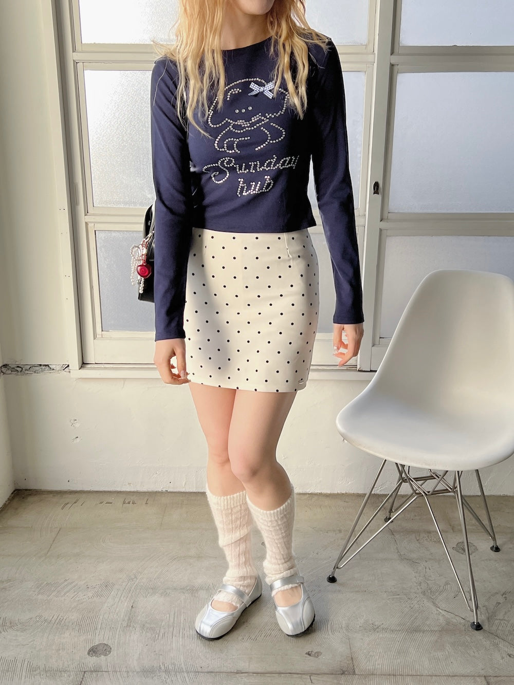 ※ラスト4点!<SL2251636> ラインストーンクロップドTシャツ