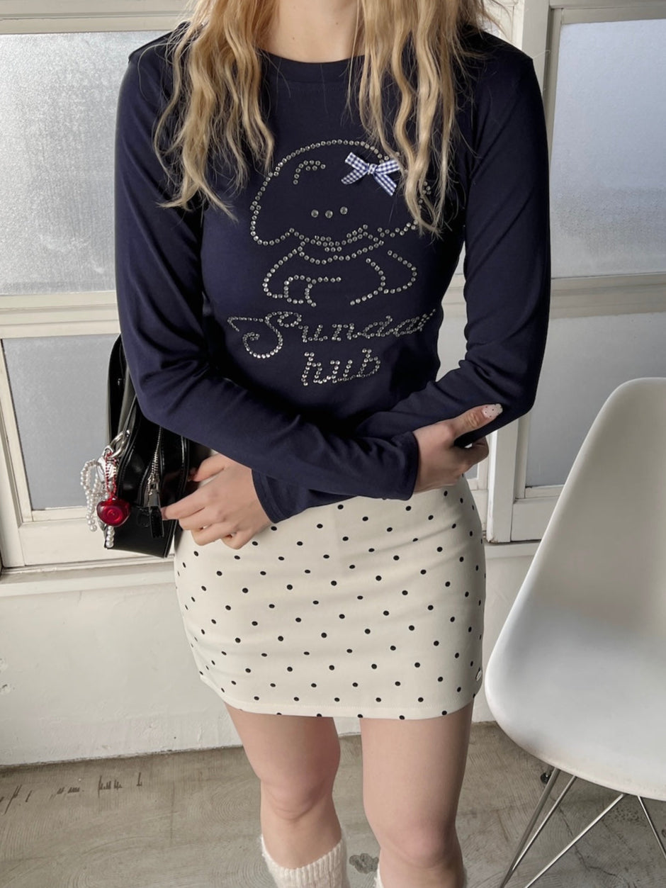※ラスト4点!<SL2251636> ラインストーンクロップドTシャツ