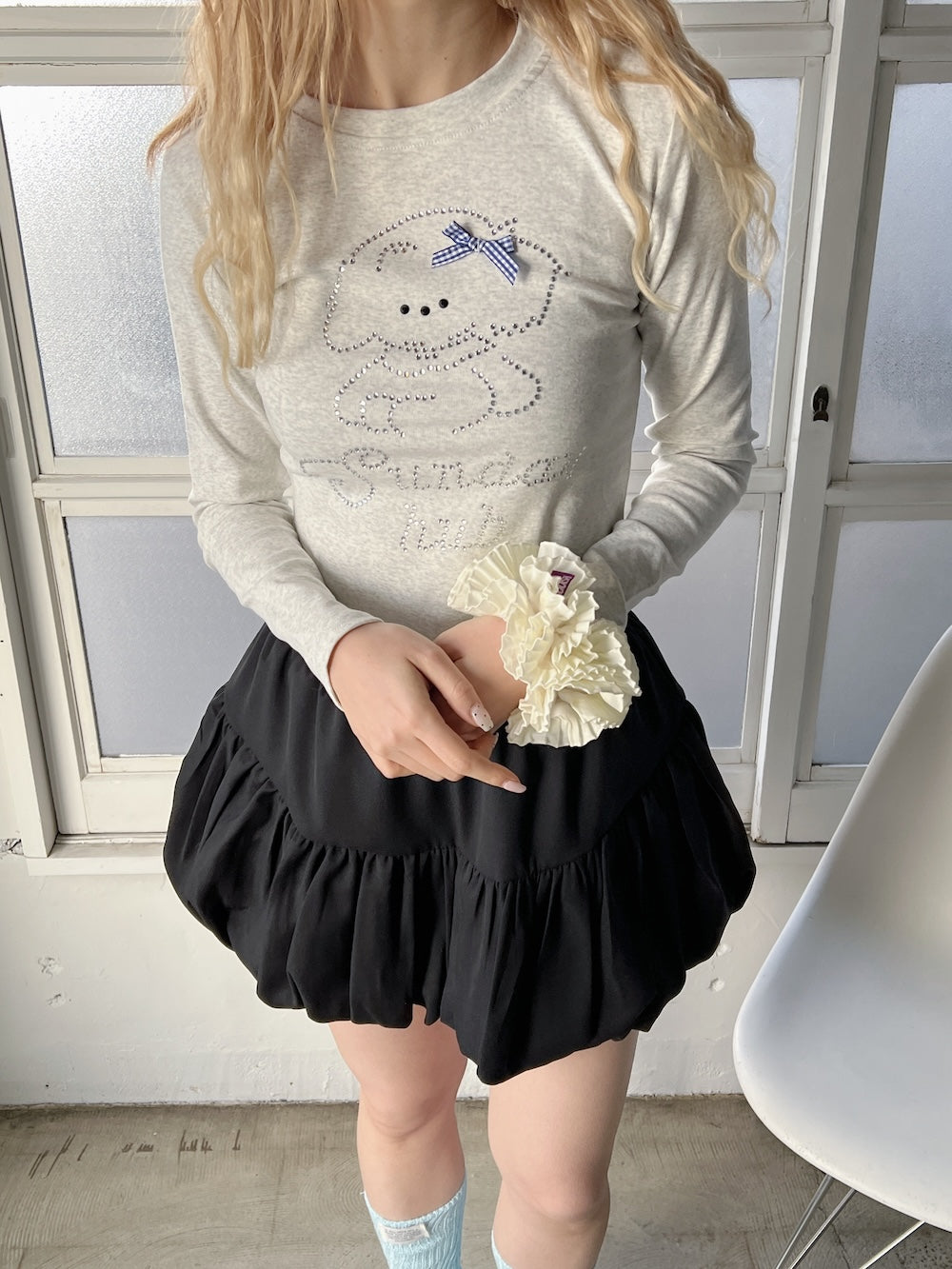 ※ラスト1点!<SL2251636> ラインストーンクロップドTシャツ