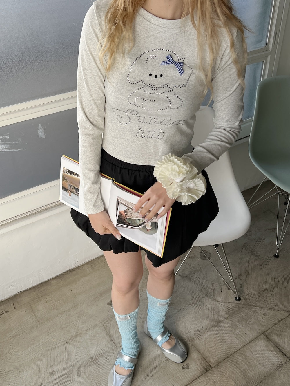 ※ラスト4点!<SL2251636> ラインストーンクロップドTシャツ
