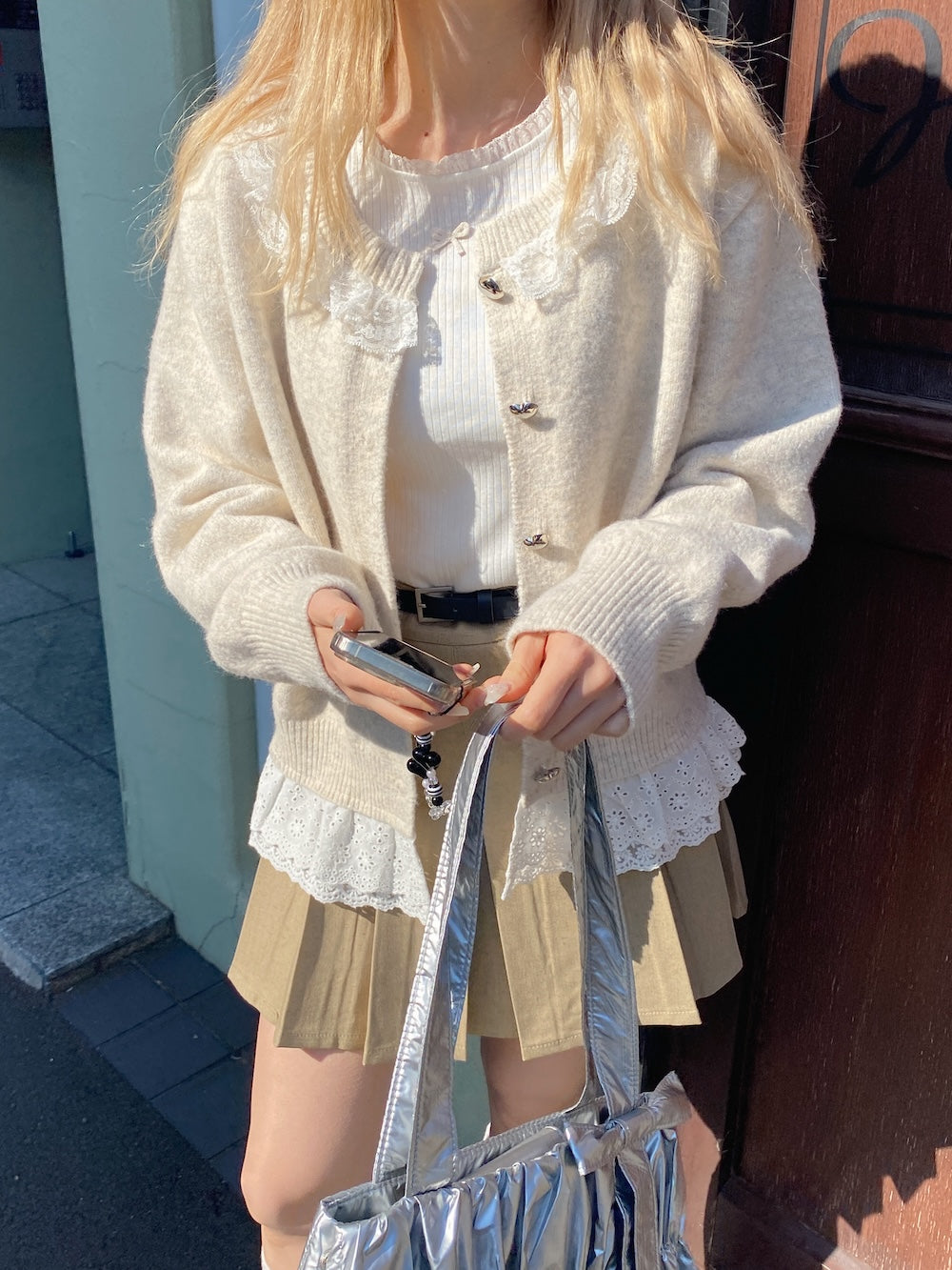 <SL2244663> sweetie lace hem cardigan