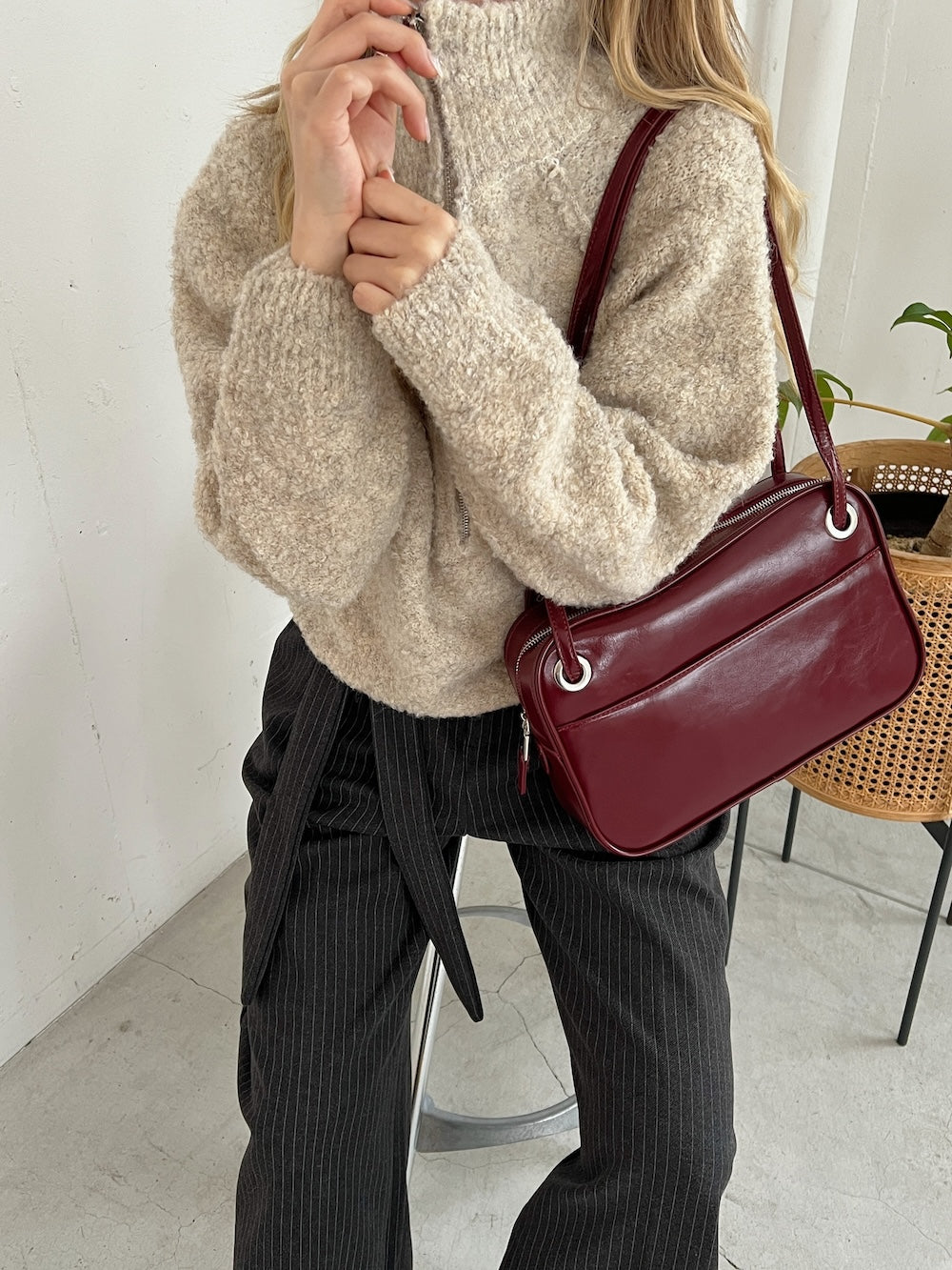 <SL2244613> ハーフジップもこもこBIGニット