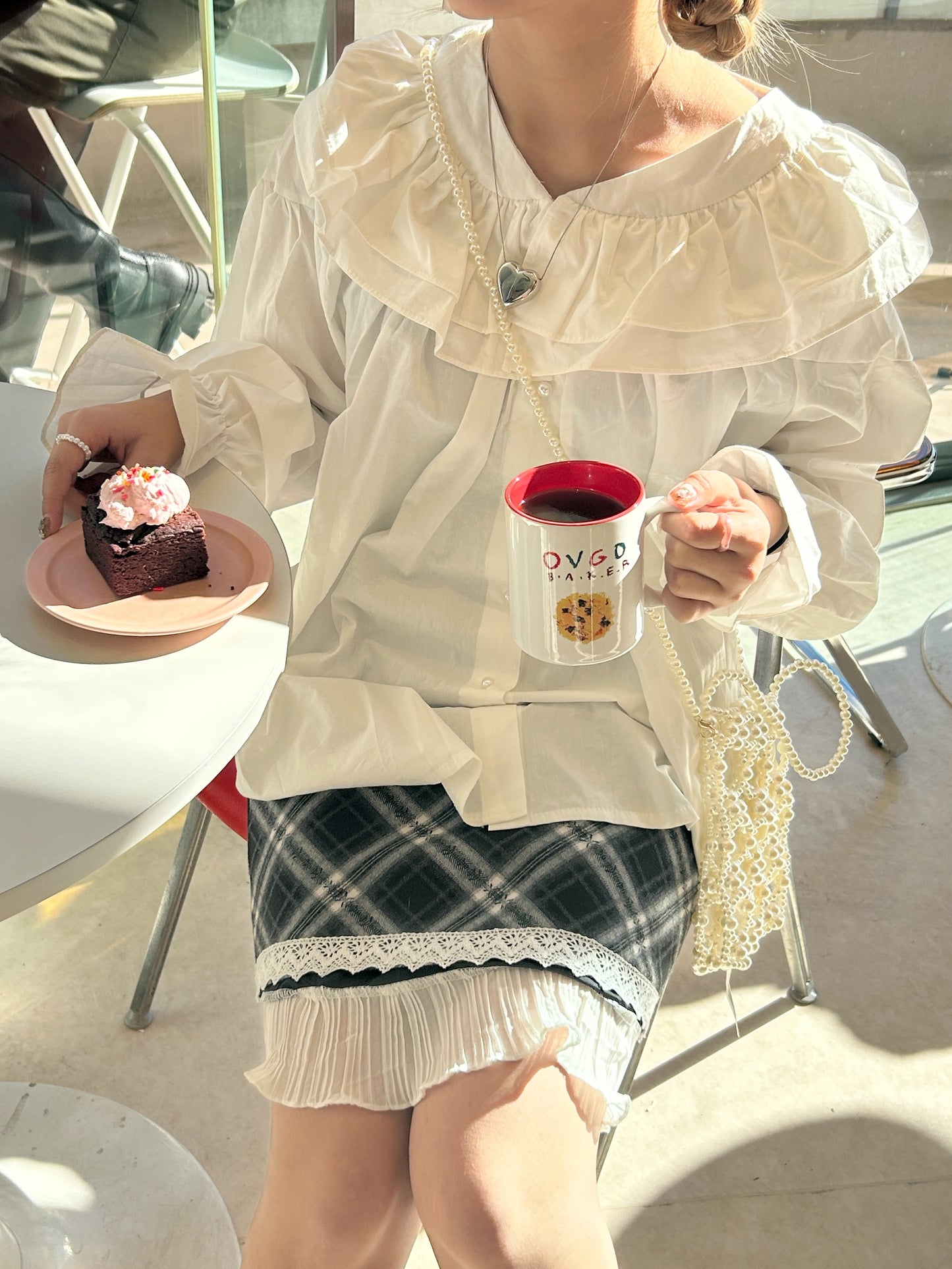 <SL2234627> ダブルフリルカラーチュニック