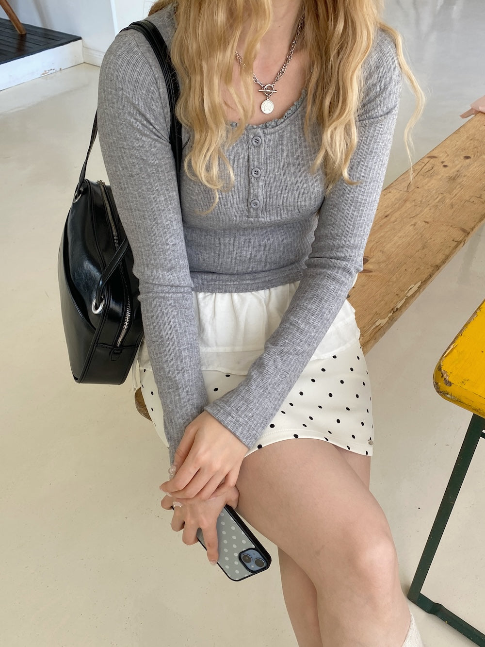 <SL2251617> ドット台形ミニスカート