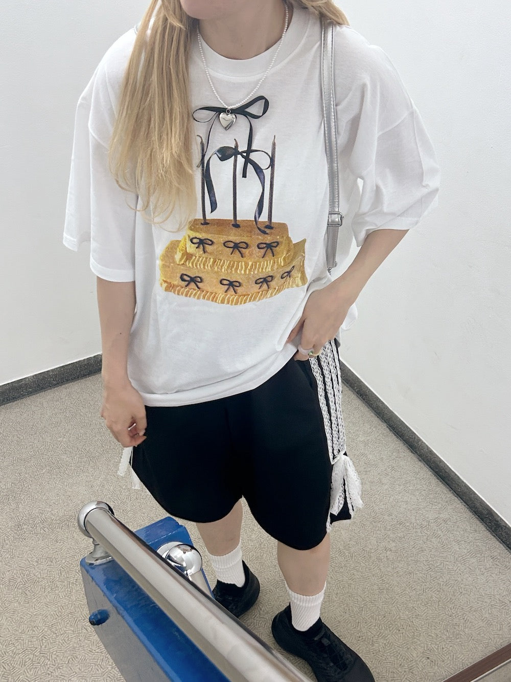 <SL2242608> サイドレースリボンハーフパンツ