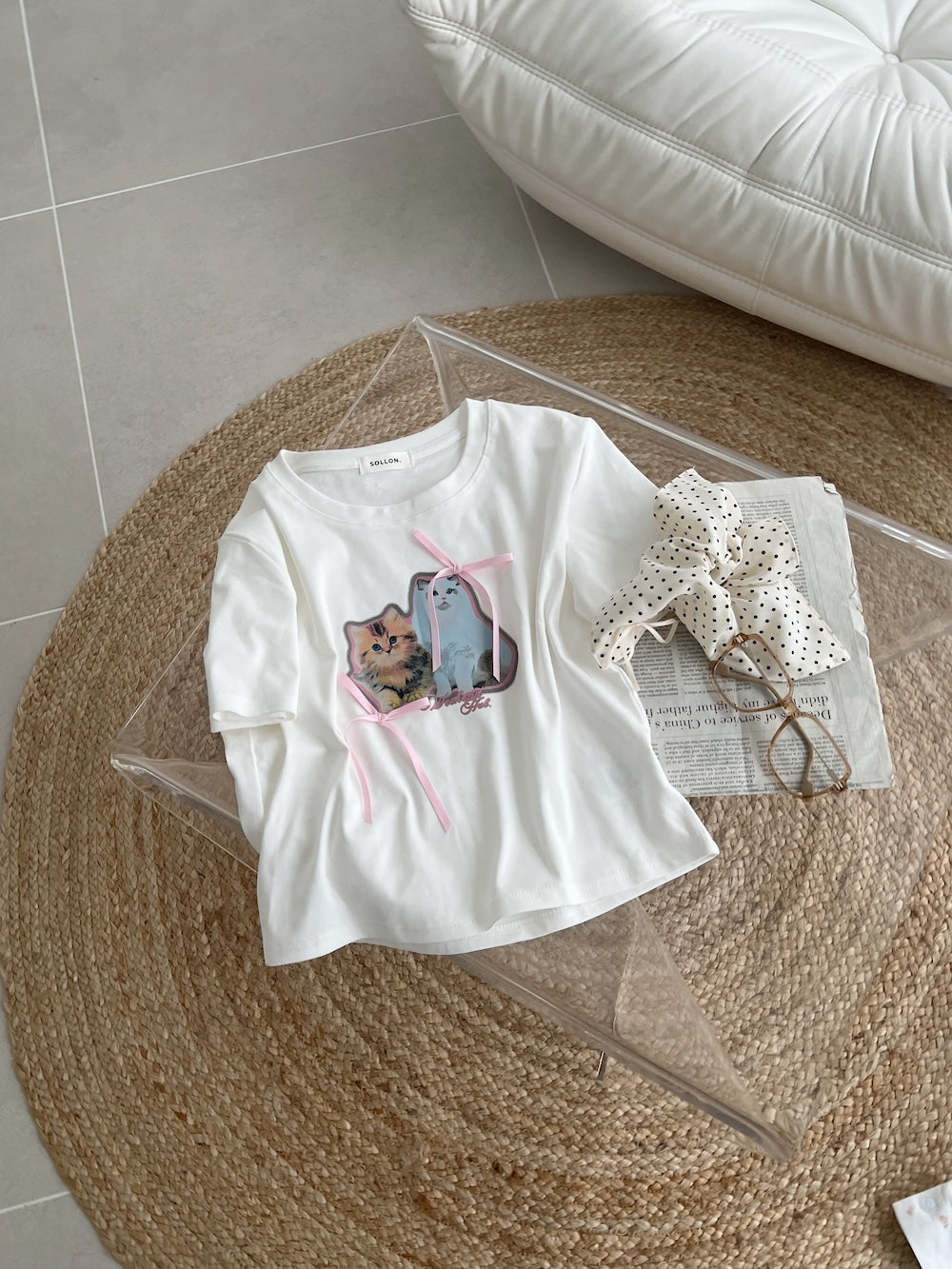 <SL2252606> キャットリボンTシャツ