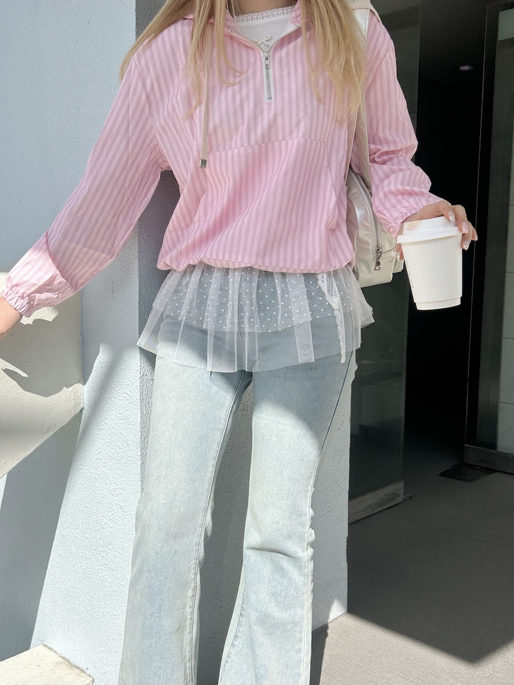 <SL2251669> ストライプハーフジップパーカー