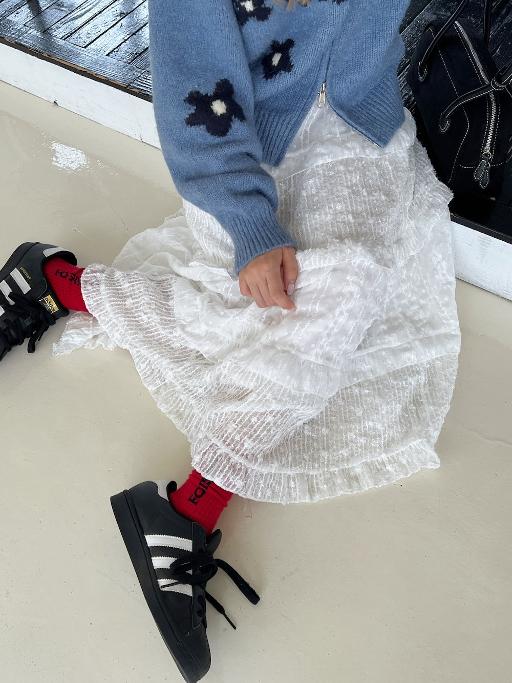 <SL2243632> shining lace tiered skirt