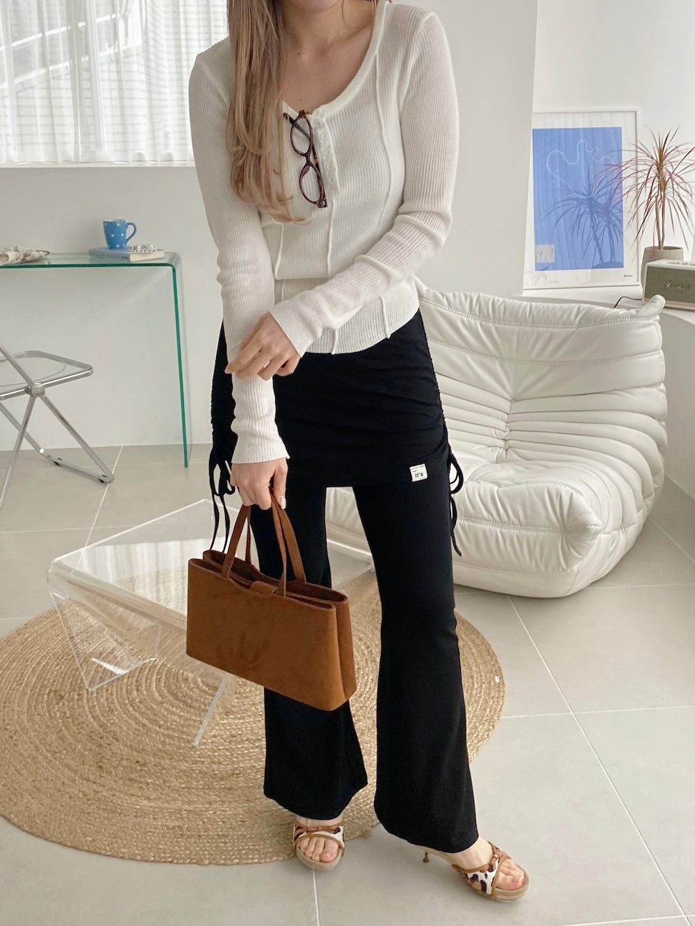 <SL2251649> シンプルヘンリーネックトップス