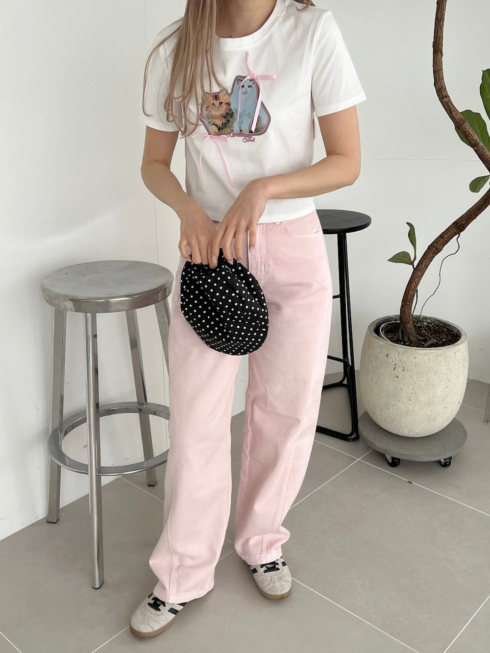 <SL2252606> キャットリボンTシャツ