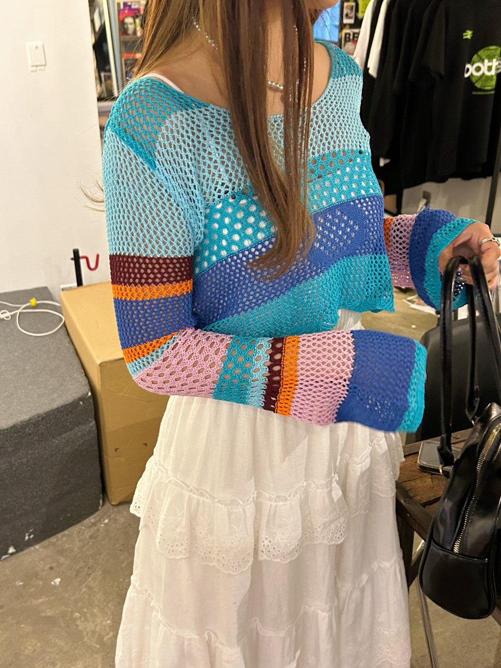 <SL2243618> マルチメッシュクロップドトップス
