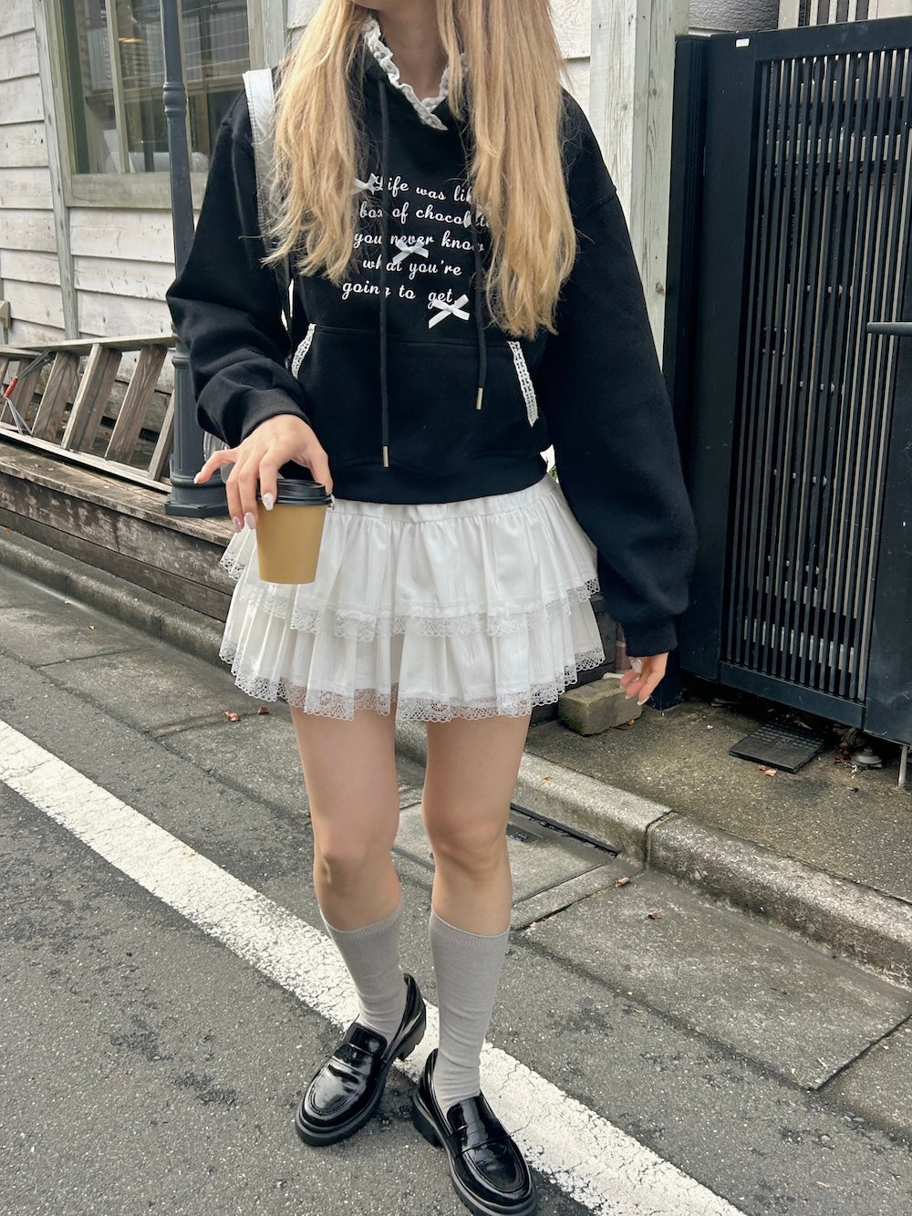 <SL2244669> 裏起毛リボンポイントフーディー