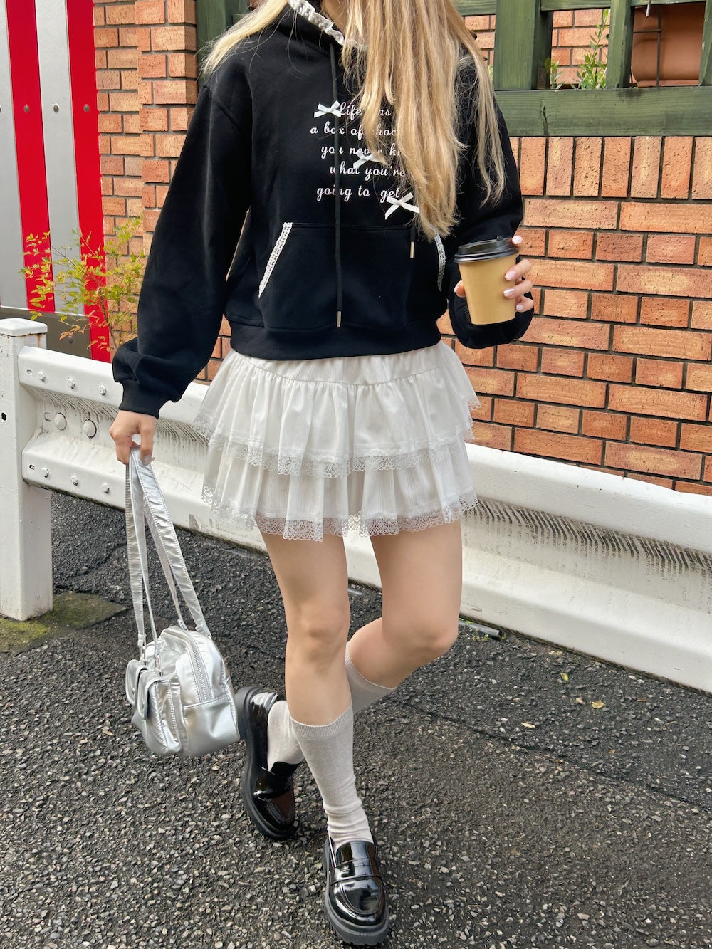 <SL2244669> 裏起毛リボンポイントフーディー