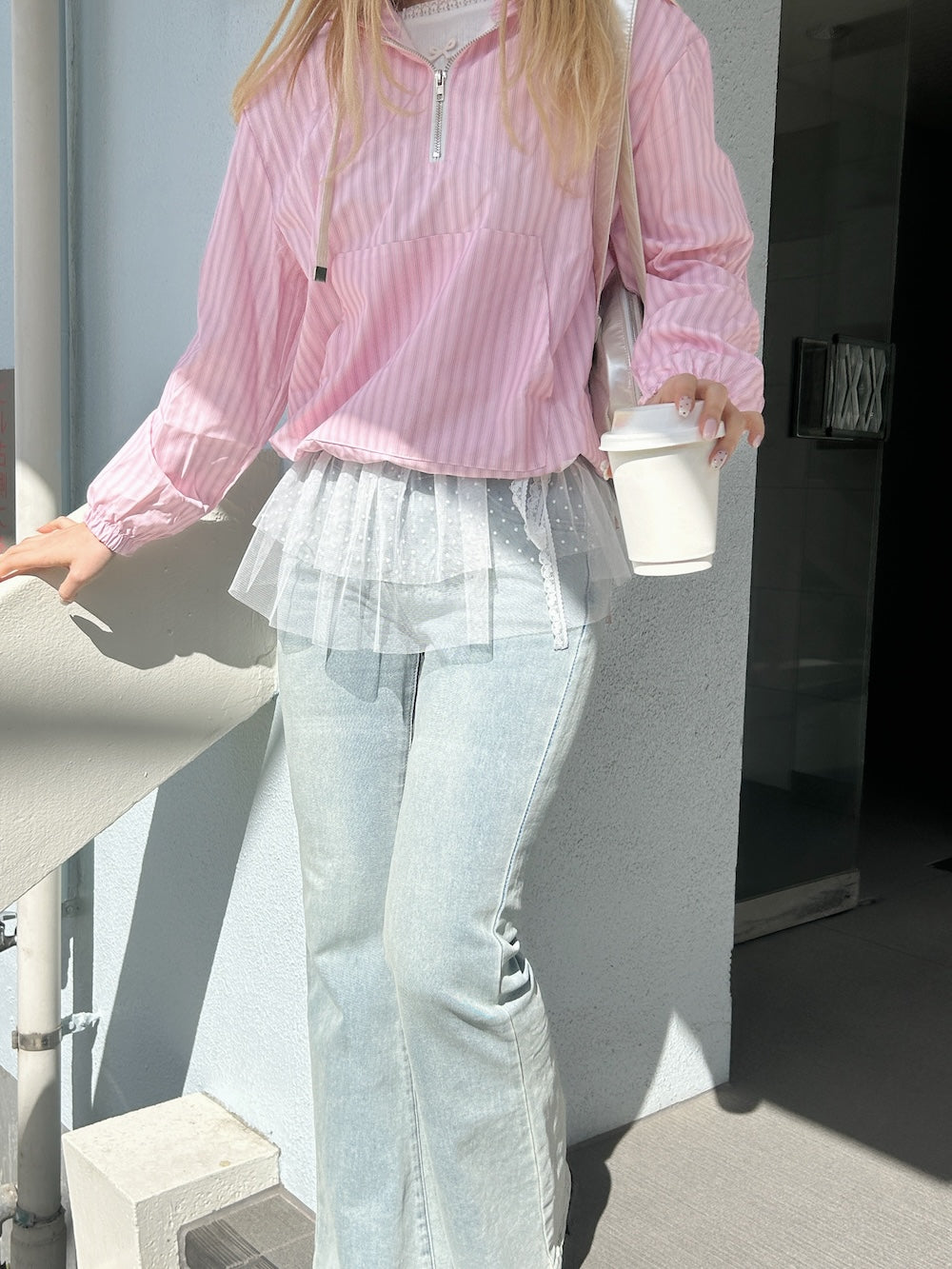 <SL2251669> ストライプハーフジップパーカー