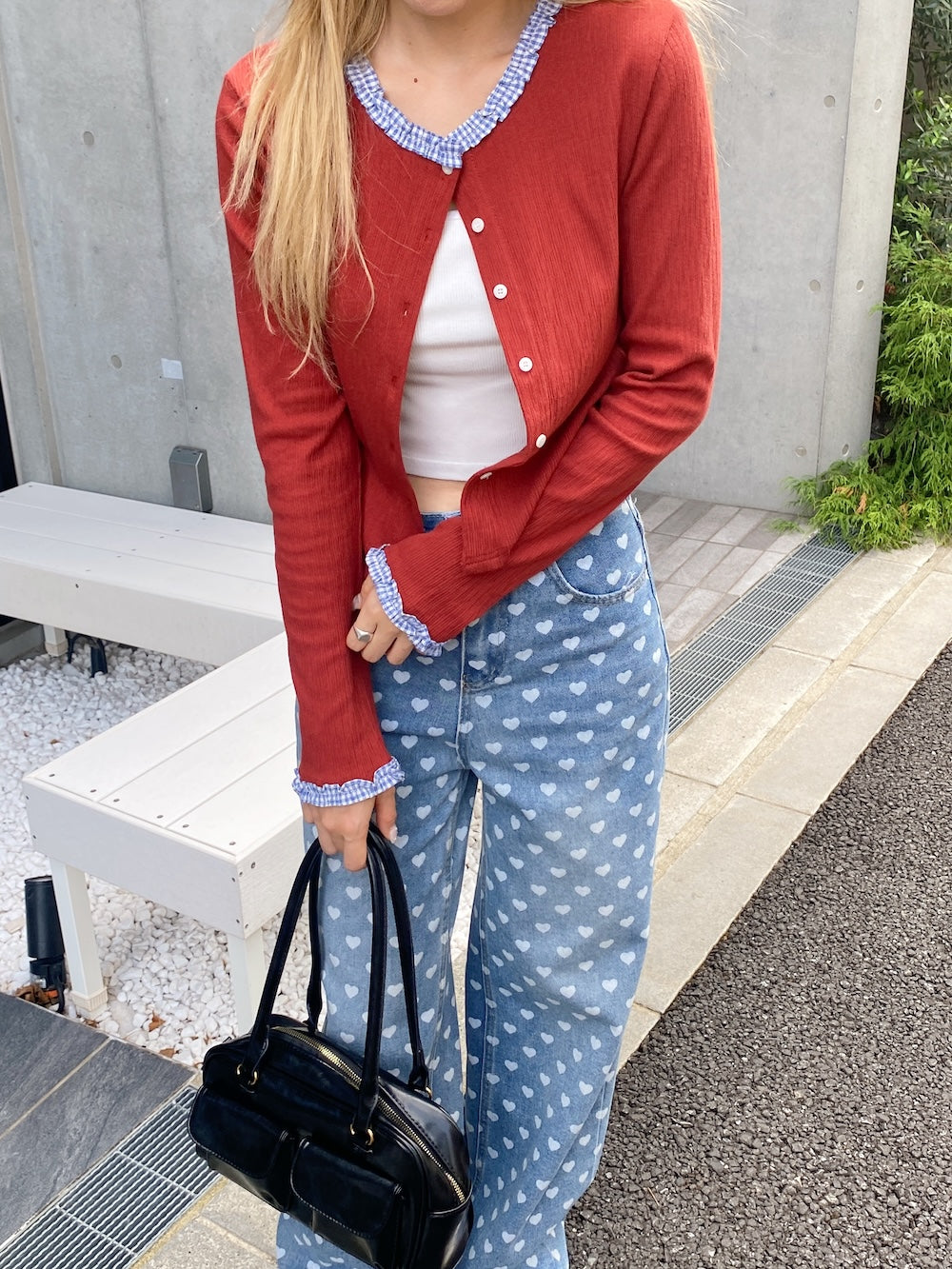 <SL2243676> check hem point cardigan
