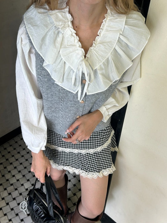 <SL2241624> double frill collar vintage blouse