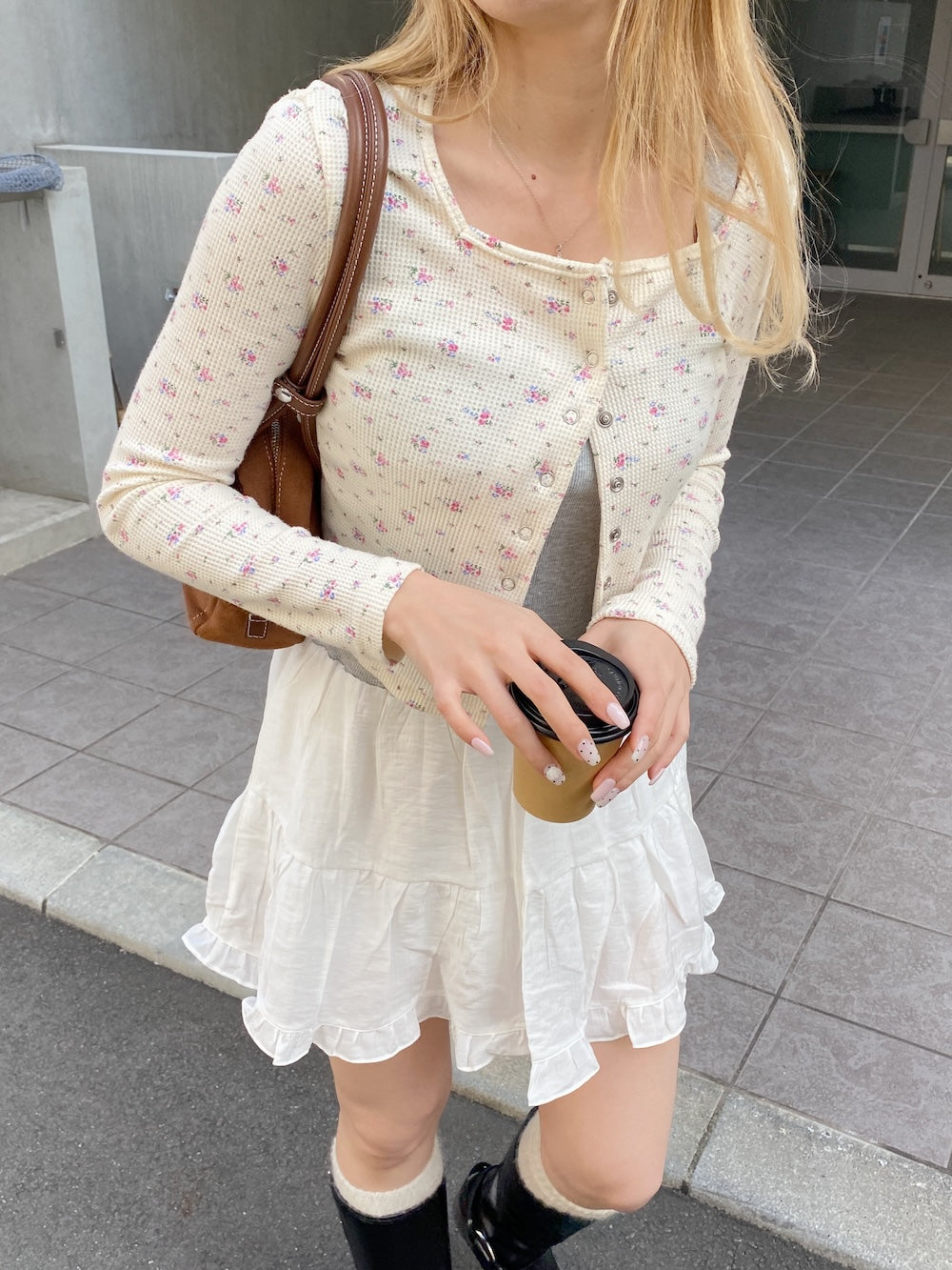 <SL2223719> レトロフラワーワッフルTOPS
