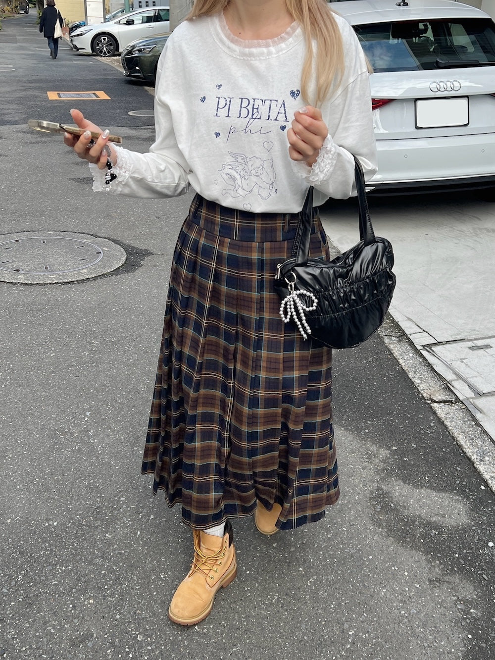 <SL2244656> ロングチェックプリーツスカート