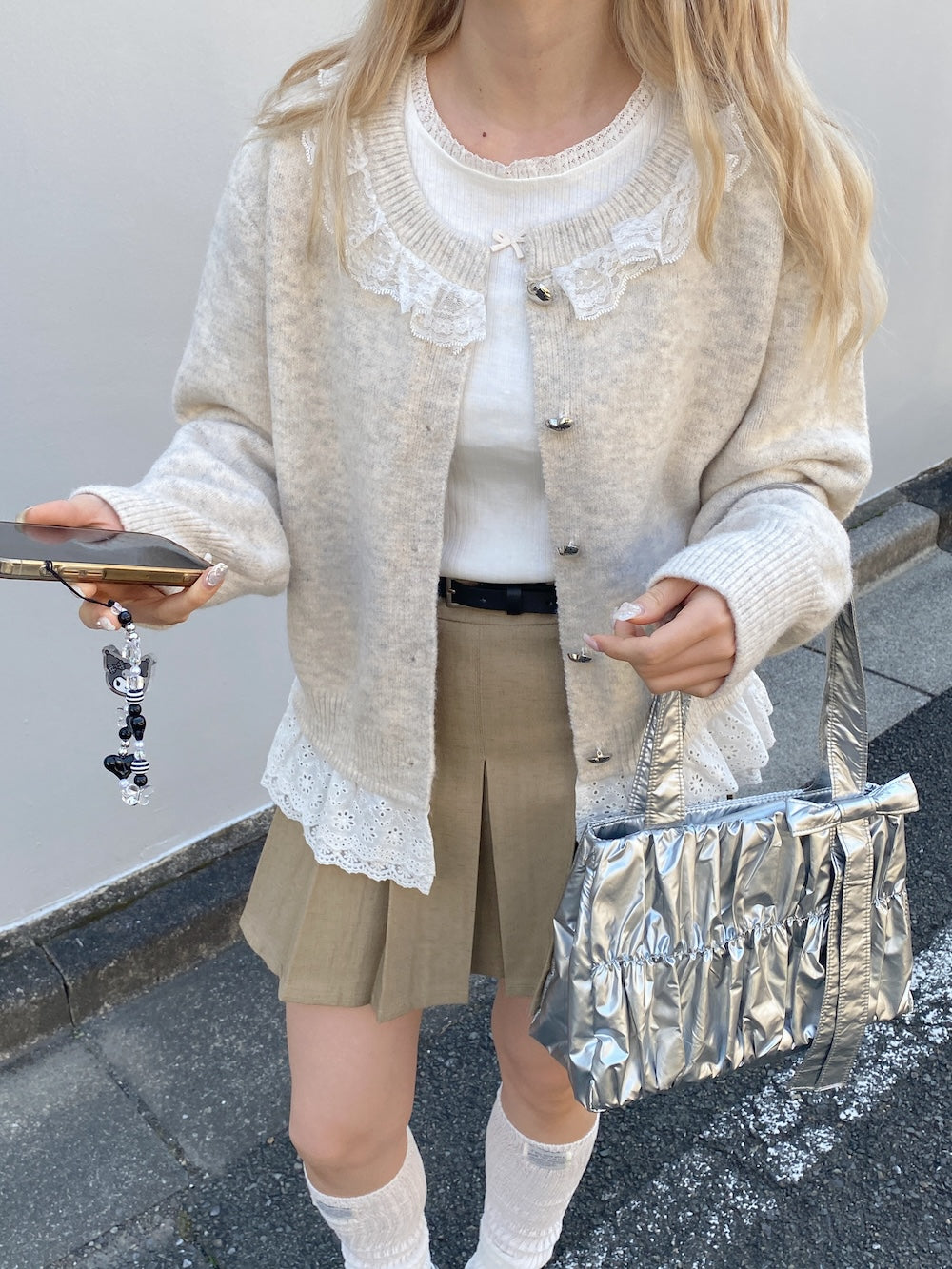 <SL2244663> sweetie lace hem cardigan