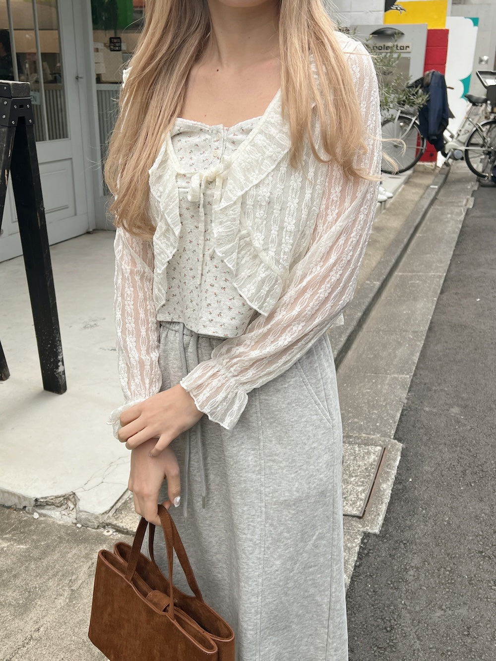<SL2251628> レースフリルカーディガン