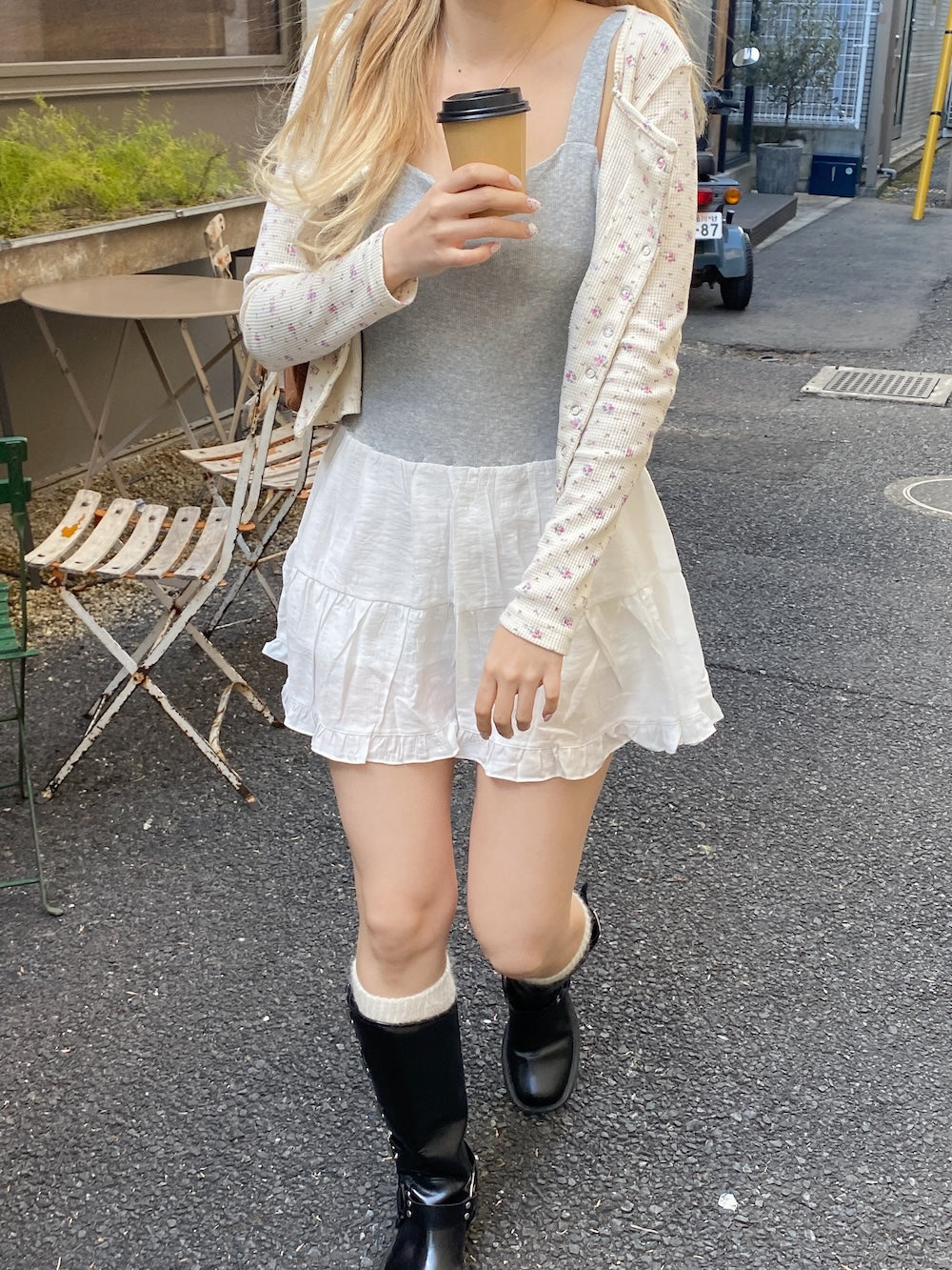 <SL2251664> 切り替えフレアミディワンピース