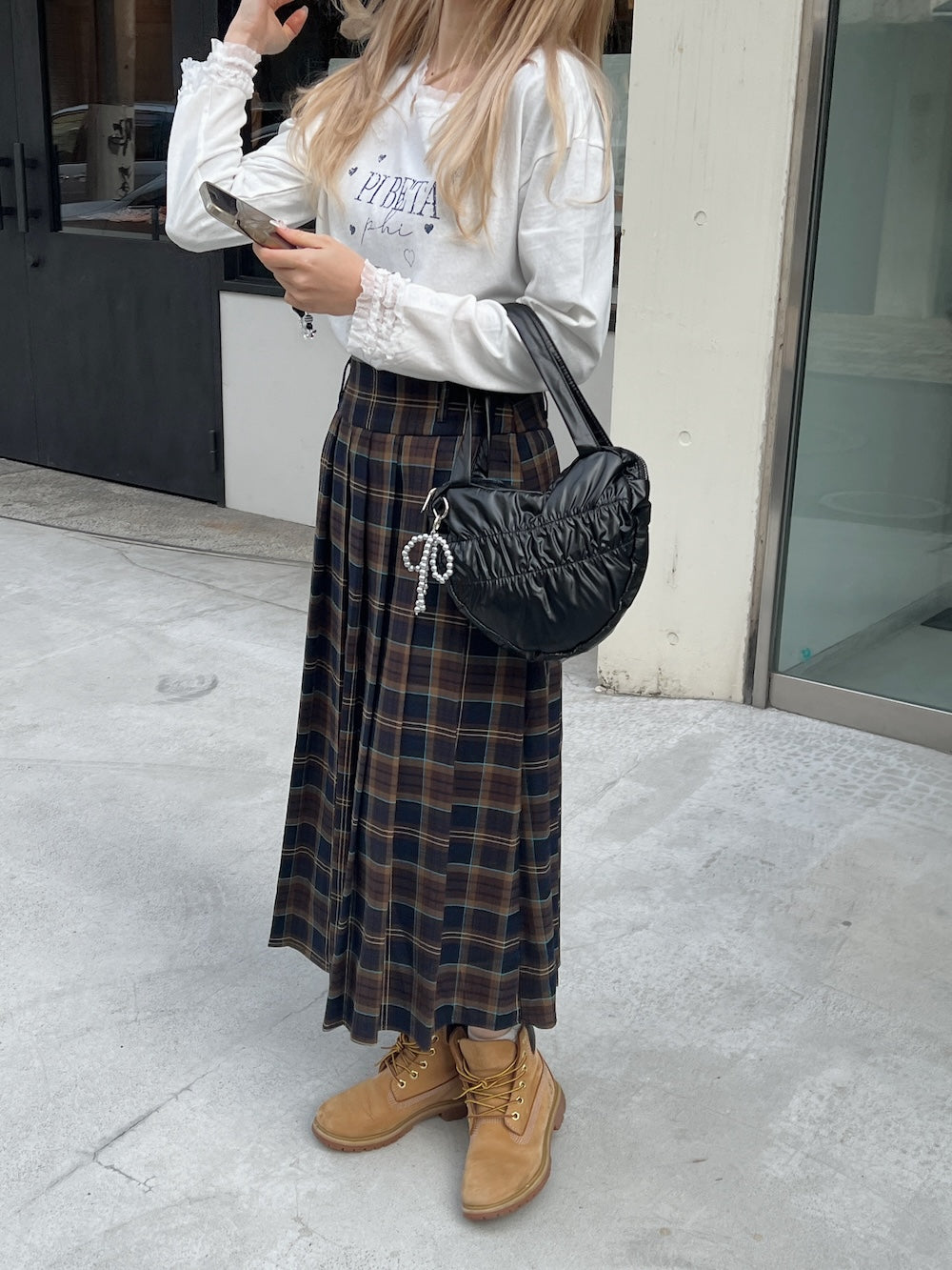 <SL2244656> ロングチェックプリーツスカート