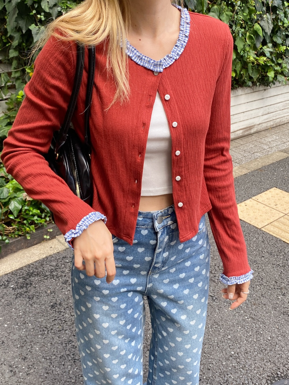 <SL2243676> check hem point cardigan