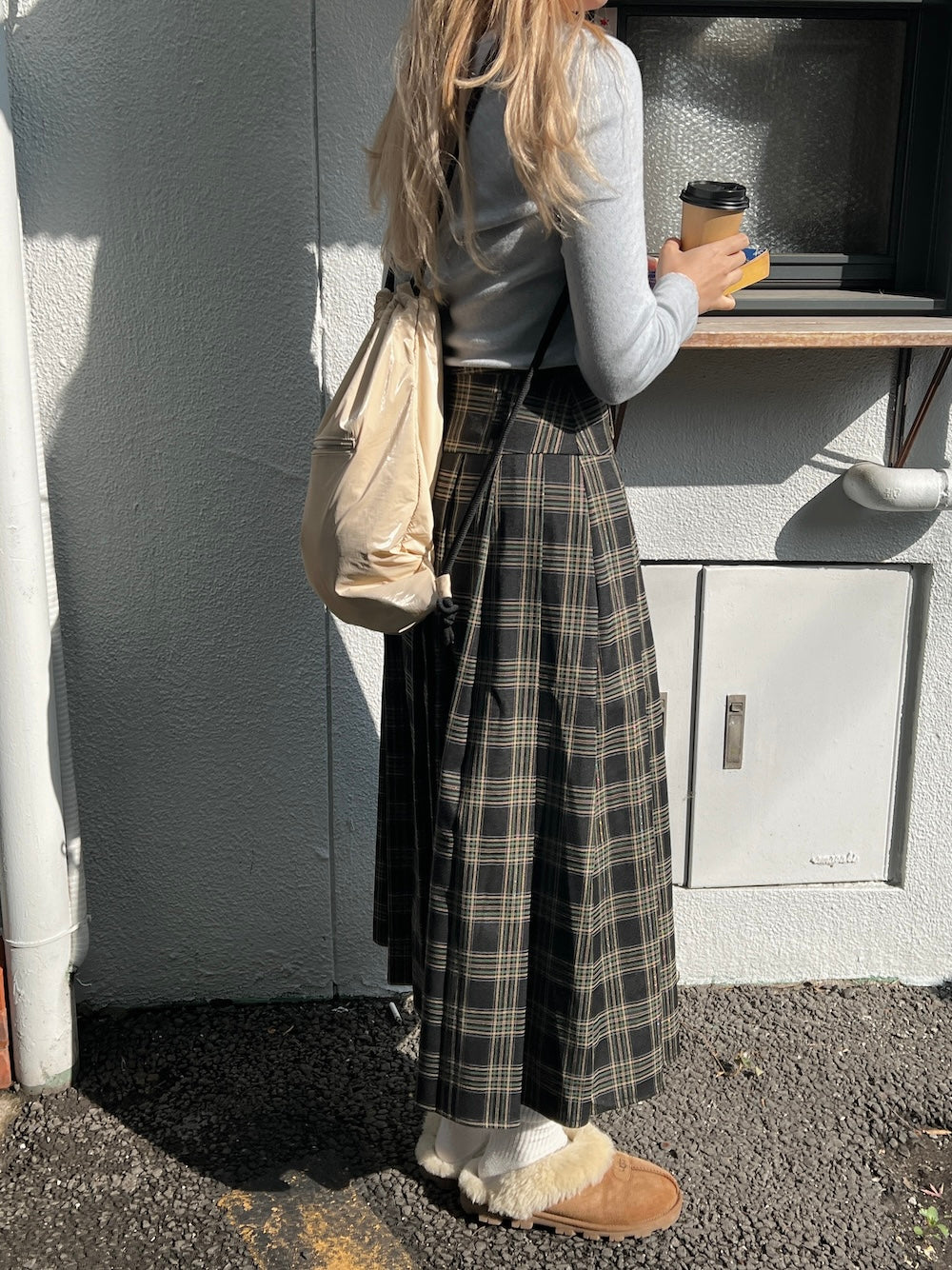 <SL2244656> ロングチェックプリーツスカート