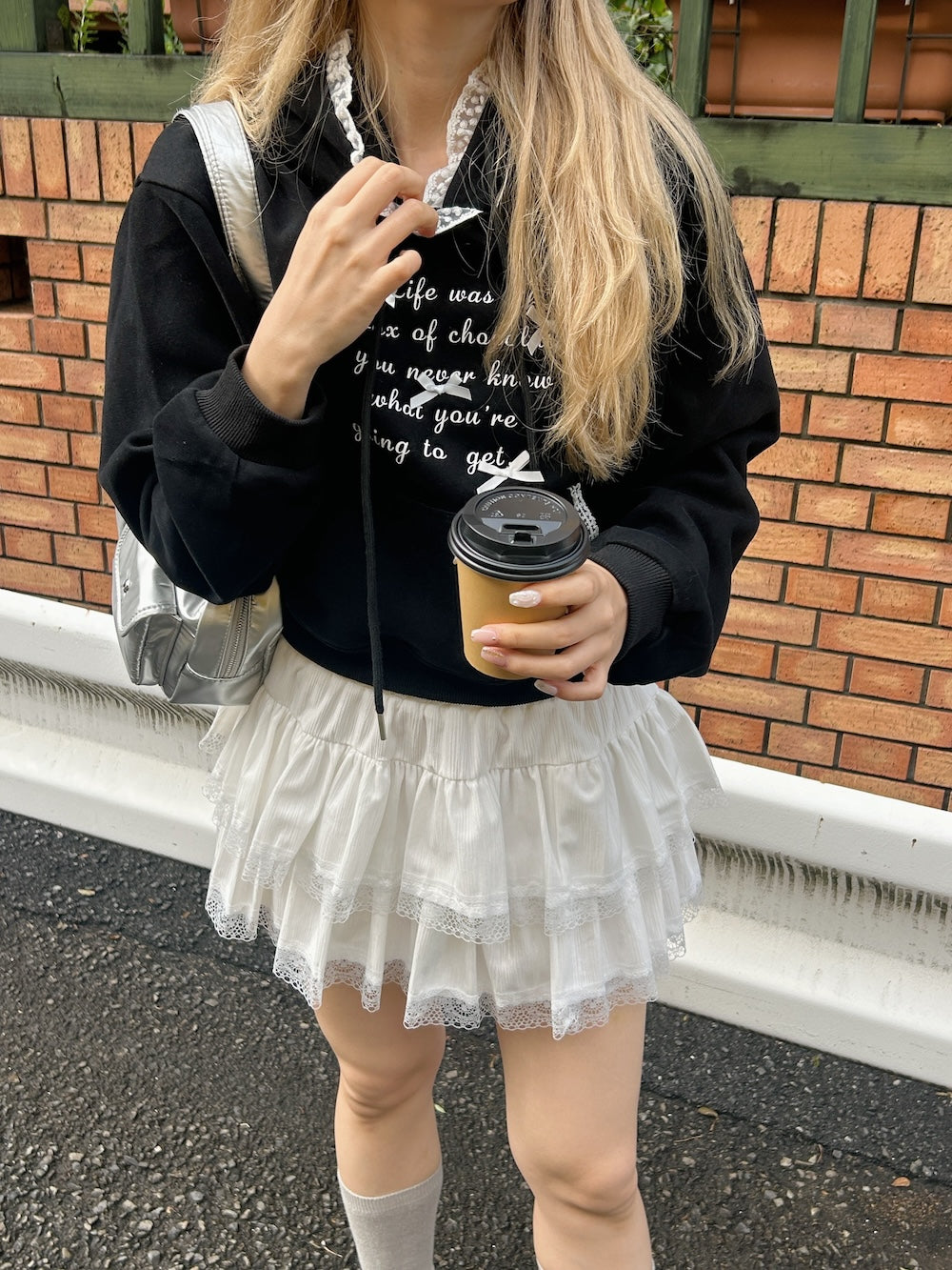 <SL2244669> 裏起毛リボンポイントフーディー