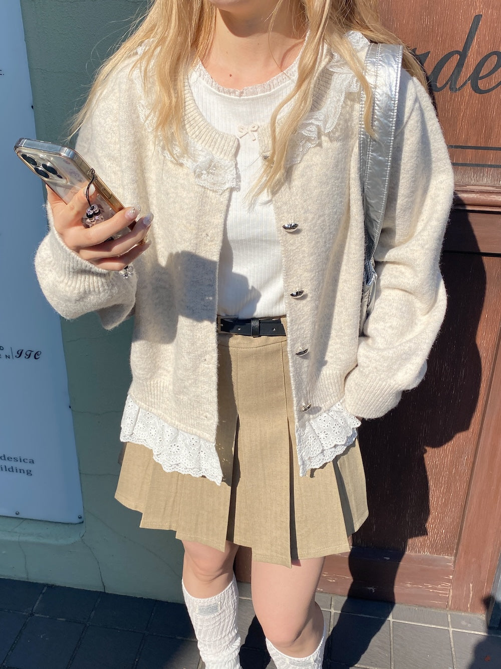 <SL2244663> sweetie lace hem cardigan