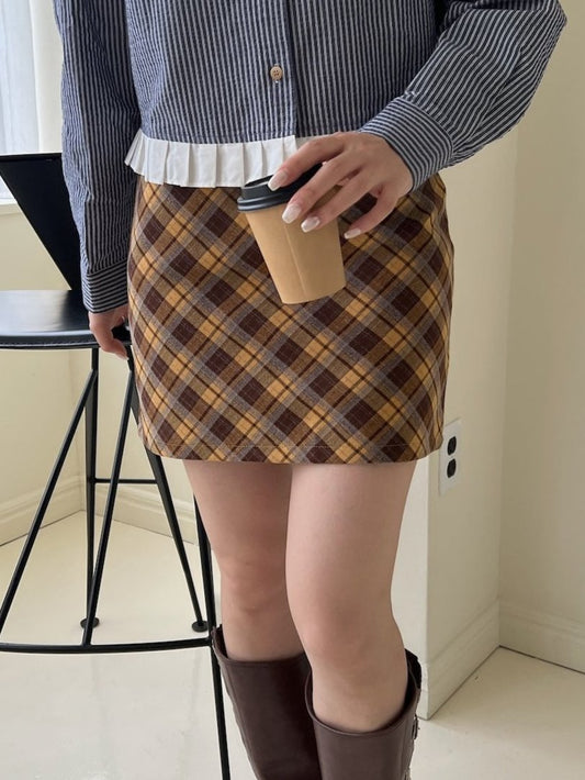 <SL2243628> チェック台形ミニスカート