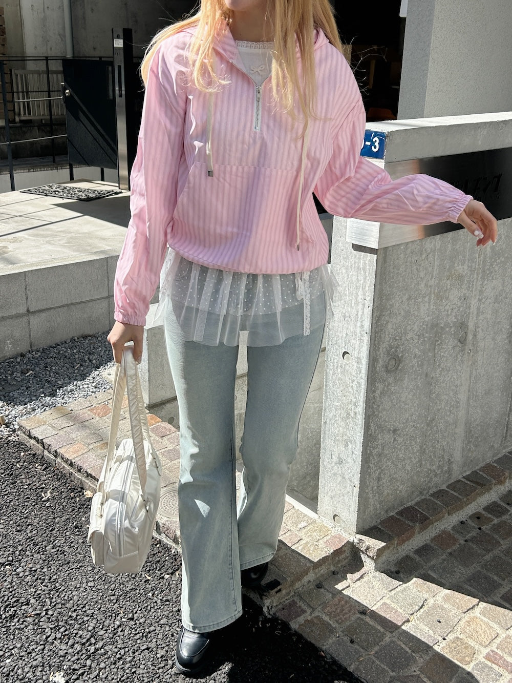 <SL2251669> ストライプハーフジップパーカー