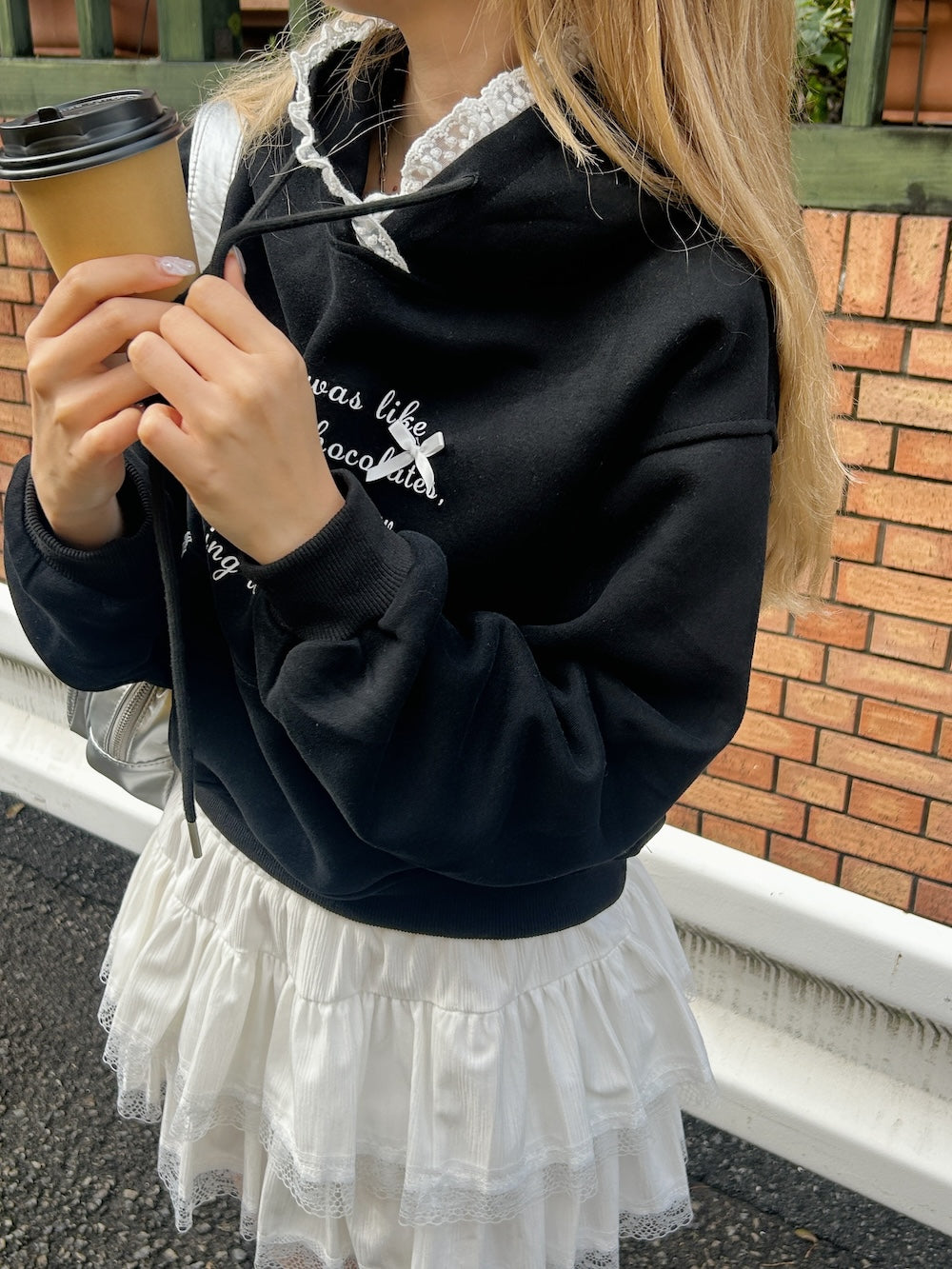 <SL2244669> 裏起毛リボンポイントフーディー
