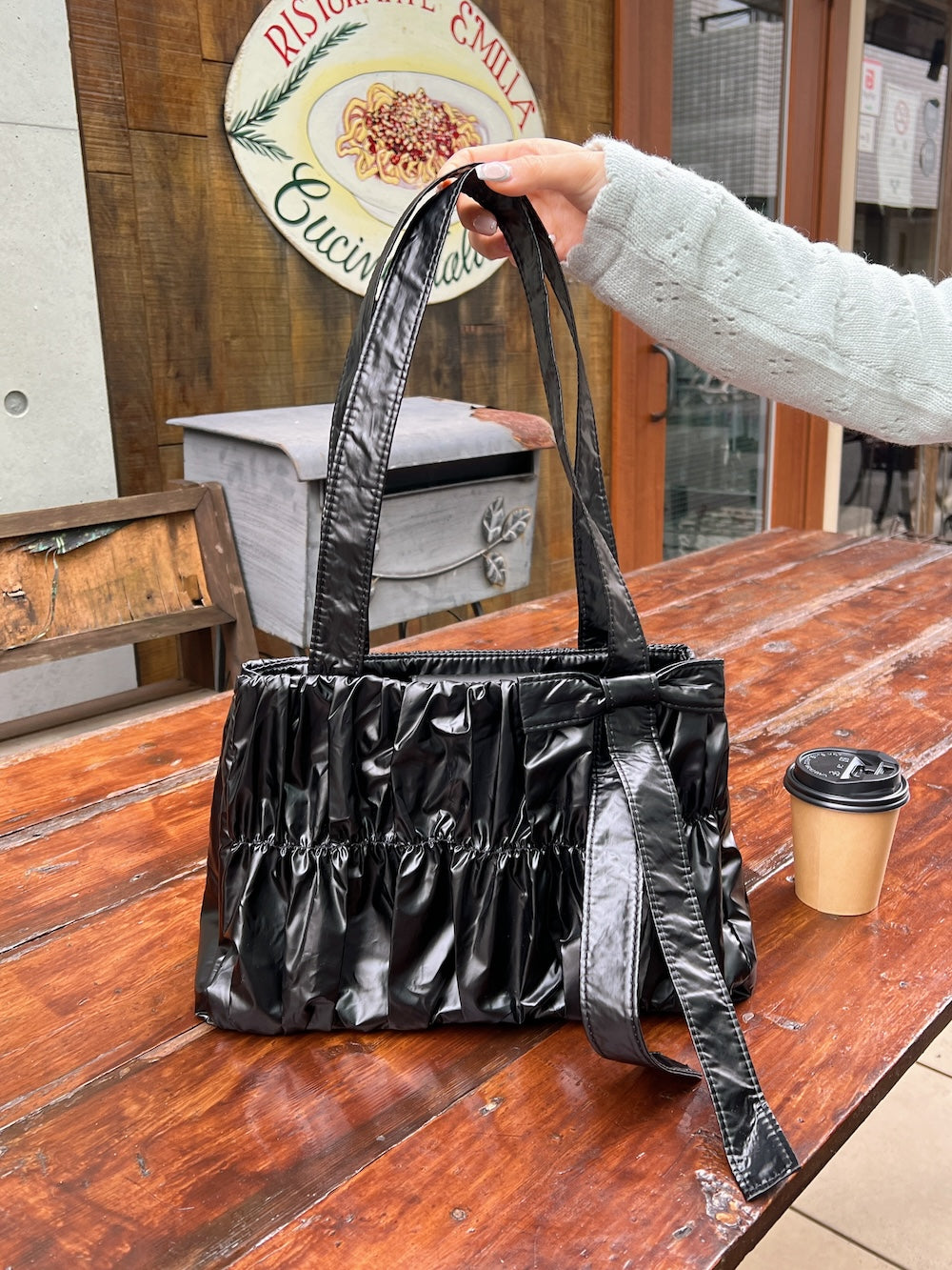 <SL1243607> リボンポイントギャザートートバッグ