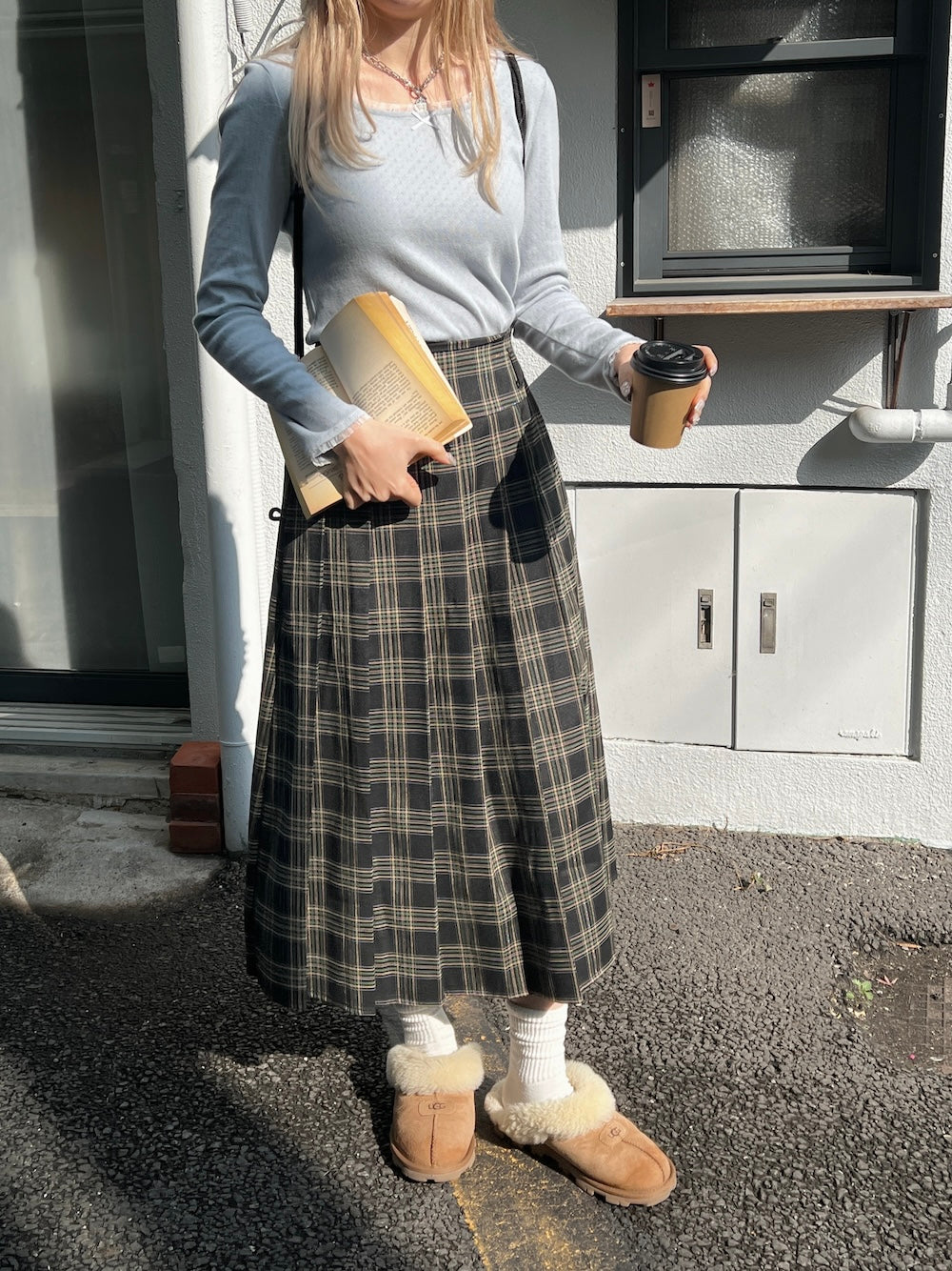 <SL2244656> ロングチェックプリーツスカート