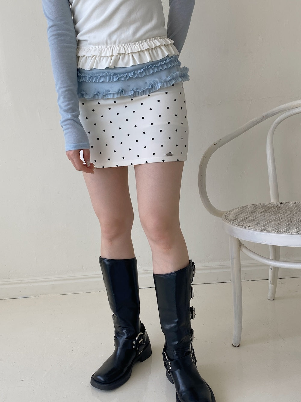 <SL2251617> ドット台形ミニスカート