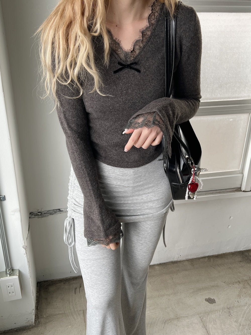 <SL2244646> レースヘムリボンニット