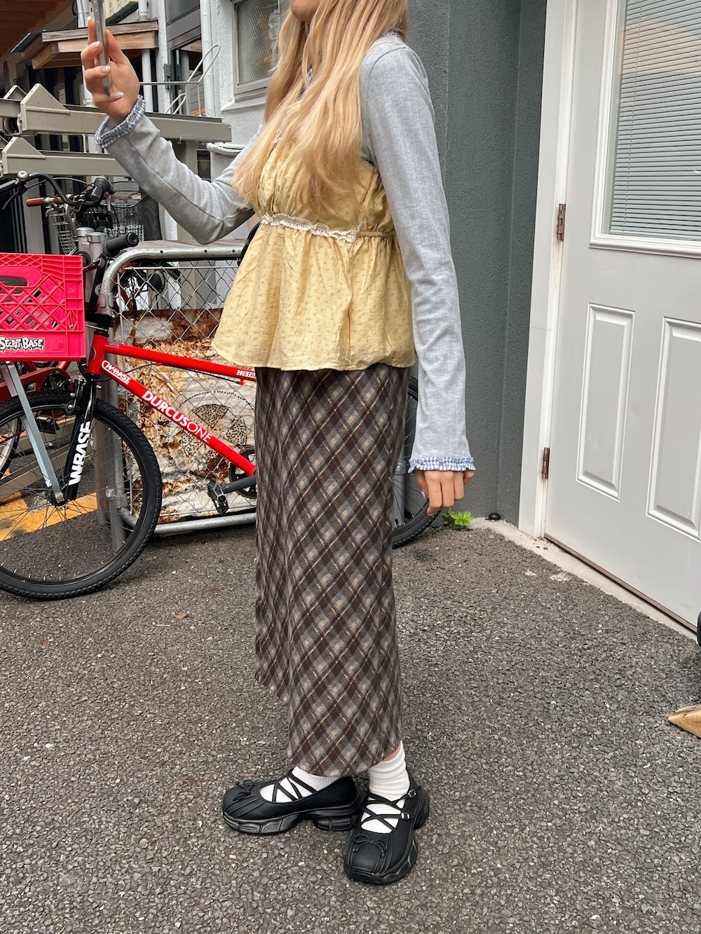 <SL2243627> ペンシルチェックスカート
