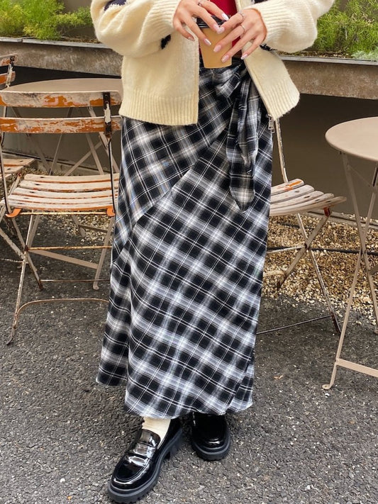 <SL2243625> 巻きスカート風チェックスカート
